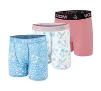 Volcom Mens Boxer Briefs 3 Pack Poly Spandex Performance FLY-LESS Support Boxer Briefs Underwear, Caribbean Blue/White/Pink, M