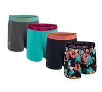 Volcom Mens Boxer Briefs 4 Pack Poly Spandex Performance Boxer Briefs Underwear, Black/Dark Navy/Turquoise/Charcoal, S