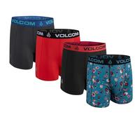 Volcom Mens Boxer Briefs 4 Pack Poly Spandex Performance Boxer Briefs Underwear, Blue/Black/Red/Charcoal, S