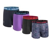Volcom Mens Boxer Briefs 4 Pack Poly Spandex Performance Boxer Briefs Underwear, Grey/Black/Purple/Navy, L