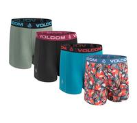 Volcom Mens Boxer Briefs 4 Pack Poly Spandex Performance Boxer Briefs Underwear, Multicolored/Light Blue/Black/Light Green, S