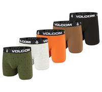 Volcom Mens Boxer Briefs 5-Pack - Cotton Stretch Ultra Soft Fly-Front Boxer Brief Underwear, Green/Heather/Orange/Brown/Black, S