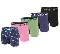 Volcom Mens Boxer Briefs 5-Pack - Cotton Stretch Ultra Soft Fly-Front Boxer Brief Underwear, Navy/Pink/Green/Navy/Black, M