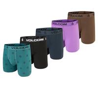 Volcom Mens Boxer Briefs 5-Pack - Cotton Stretch Ultra Soft Fly-Front Boxer Brief Underwear, Teal/Black/Navy/Purple/Brown, M