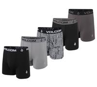 Volcom Mens Boxer Briefs 5 Pack Poly Spandex Performance Boxer Briefs Underwear, Black/Grey/Black-white/Black/Grey, L