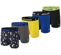 Volcom Mens Boxer Briefs 5 Pack Poly Spandex Performance Boxer Briefs Underwear, Black/Grey/Yellow/Blue/Black, L