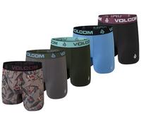 Volcom Mens Boxer Briefs 5 Pack Poly Spandex Performance Boxer Briefs Underwear, Brown/Grey/Hunter Green/Baby Blue/Black, S