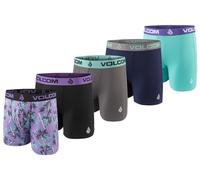 Volcom Mens Boxer Briefs 5 Pack Poly Spandex Performance Boxer Briefs Underwear, Purple/Black/Grey/Navy/Light Blue, M