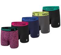Volcom Mens Boxer Briefs 5 Pack Poly Spandex Performance Boxer Briefs Underwear, Purple/Black/Navy/Heather/Black, M