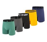 Volcom Mens Boxer Briefs Poly Spandex Performance Boxer Briefs Underwear, Teal/Grey/Black/Yellow/Navy, L