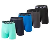 Volcom Mens Boxer Briefs Poly Spandex Performance Boxer Briefs Underwear, Turquoise/Navy/Blue/Charcoal/Black, L
