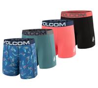 Volcom Mens Boxer Briefs Poly Spandex Performance Boxer Briefs Underwear with Comfort Flex Side Panel- Sleek Modern Look, Blue/Cyan/Coral/Black, M