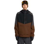 Volcom Men's Brighton Pullover Snowboard Jacket - Stretch Fabric, Zip Tech, Fully Taped Seams, Brown, XXL