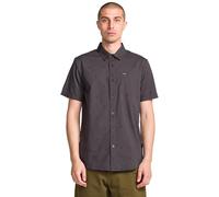 Volcom Mens Patterson Short Sleeve Button Down Woven Shirt, Black, XL