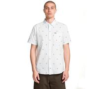 Volcom Mens Patterson Short Sleeve Button Down Woven Shirt, Crystal Blue, Medium