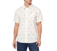 Volcom Mens Patterson Short Sleeve Button Down Woven Shirt, White Flash, Large