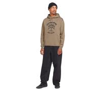 Volcom Men's Pullover Logo Fleece Hooded Sweatshirt - Soft Brushed Interior, Classic Fit, Kangaroo Pocket, Ribbed Cuffs & Hem, Teak, L