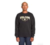 Volcom mens Roundabout Crew Fleece Sweatshirt - Soft Midweight Pullover Ribbed Cuffs, Edger Black, L