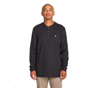 Volcom Men's Russel Long Sleeve Henley Thermal Shirt, Black, XL