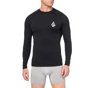 Volcom Men's Solid UPF 50+ Long Sleeve Rashguard Rash Guard Shirt, Black Stone, XL