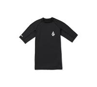 Volcom Men's Solid UPF 50+ Short Sleeve Rashguard Rash Guard Shirt, Black 124, Large