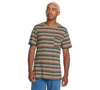 Volcom Mens Taction Crew Short Sleeve Tee - 100% Cotton Yarn-Dyed Stripe Shirt, Khaki, XS