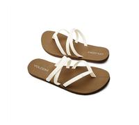 Volcom Women's Easy Breezy Strappy Flat Slide Sandal, White, 8 UK