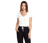 Volcom Women's Lived in Lounge Rib Short Sleeve V Neck Top T-Shirt, Star White, S