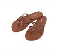 Volcom Women's New School Strappy Flip Flop Flat Slide Sandal, Cognac, 3 UK