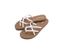 Volcom womens New School Strappy Flip Flop Sandal - Flat Slide With Comfort Foam Footbed, New White, 4 UK