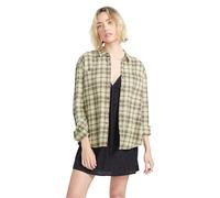 Volcom Womens Plaid to Meet U Long Sleeve Flannel Shirt, Army, M