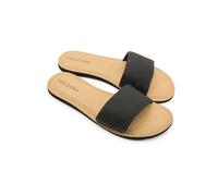 Volcom Women's Simple Synthetic Leather Strap Slide Sandal, Black - New, 6 UK