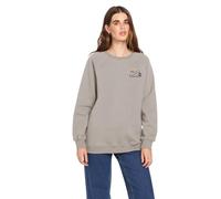 Volcom Women's Stone Magic Boyfriend Crew Fleece Sweatshirt Hooded, Concrete 324, Medium