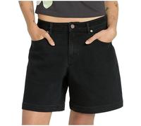 Volcom Women's Strait Up High-Rise Long Boyfriend Denim Shorts - Stretchy 99% Cotton Blend for Casual Cool Style, Black Out, 28