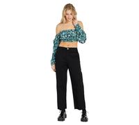 Volcom Women's Thisthatthem Skate Relaxed Fit Chino Pant, Black, 25W x 28L