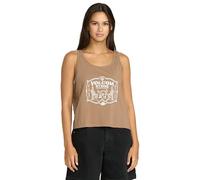 Volcom Women's to The Bank Organic Cotton Graphic Tank Top - Relaxed Boxy Fit, Breezy Summer Style, Hazelnut, L