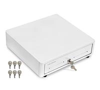 Volcora Cash Register Drawer for (POS) Point of Sale System with Round Corner 13", Removable Coin Tray, 4 Bill/5 Coin, 24V, RJ11/RJ12 Key-Lock, Media Slot,Cash Till for Businesses, White
