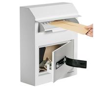 Volcora Key Drop Box with Lock, Drop Slot Depository Safe Box Digital Keypad, Outdoor Waterproof Money Drop Safe for Business, Cash Drop Box, Wall Mount Mailbox, Electronic Programmable Lock, White