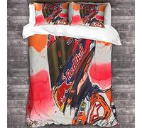 VOLDAX Motogp Bedding Set Motocross Duvet Cover Set Motorcycle Quilt Cover Soft Zipper with Pillowcase Double（200x200cm）