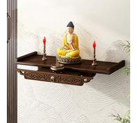 VOLDAX Prayer Altar Personal Shrine Stand Wall-mounted Buddha Altar Shelf Stand, with Storage Tier, Antique Carving Buddha Offering Table(39cm/15.4in)