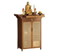 VOLDAX Stand Meditation Prayer Table Altar Cabinet Retro Chinese Style Altar Table with Storage Tier and Auspicious Cloud Carving, for Homes Temples Ancestral Halls(Brown,80cm/31.5in)