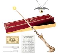 Voldemort Wand, 35cm Lord Voldemort Light Up Wand with Station Ticket, Spell Card and Necklace USB Charging Glow Magic Wand Lord Voldemort Magic Wizard Wand in Gift Box for Halloween Costume Party