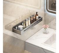 Voldra Bathroom Shelf No Drilling, Stick On Shower Caddy Self Adhesive Shower Storage Rack Wall Mounted Bathroom Sink Organiser Wall Storage No Drill Shelf (50 cm, Gray)