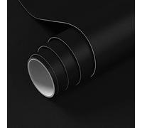 VOLEAAR Black Contact Paper 40 x 1000CM Pure Black Peel and Stick Wallpaper Vinyl Self Adhesive Waterproof Solid Color Wall Paper for Cabinet Shelf Liner Room Walls Covering Decorative
