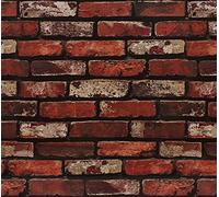 VOLEAAR Red and Brown Brick Contact Paper 45 x 1000CM Peel and Stick Wallpaper Vinyl Self Adhesive Removable Waterproof Wall Paper for Wall Countertop Cabinet Bathroom Kitchen Shelf Liner