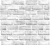 VOLEAAR White and Grey Brick Contact Paper 45 x 1000CM Peel and Stick Wallpaper Vinyl Self Adhesive Removable Waterproof Wall Paper for Wall Countertop Cabinet Bathroom Kitchen Shelf Liner