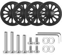 Volein 4 Pcs Suitcase Replacement Double Wheels, 50mm Wear Resistant Luggage Wheels Replacement with Bearings Spare Casters Kit for Worn Suitcase Tyres(Black-V6)