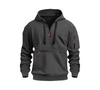 Volemo Mens Hoodies Quarter Zip Hooded Sweatshirt Colour Block Grey XXL