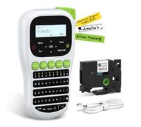 VolenGo H1100 Label Maker Machine, Handheld Waterproof Label Printer, with Laminated White Tape(12 mm), QWERTY Keyboard & Backlit LCD, Replacement for Brother/Dymo, for Home & Office Organisation