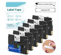 VolenGo Laminated Tapes for H1100 Label Maker, Replacement for Brother Label Printer Tape 12mm 0.47 Laminated White, Compatible with Brother P-Touch PT-H110 E110 D210VP H200, Black on White, 6-Pack